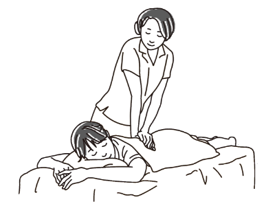 マッサージ施工中の女性のイラスト